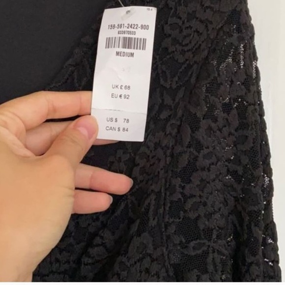 Abercrombie & Fitch Lace Mini Dress Sz XS BLACK Twist-Front V-neck Goth Coquette - Picture 2 of 8